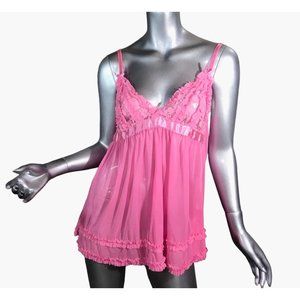 Passion Forever Women's Large Lingerie Slip Teddy Pink Mesh Stretchy